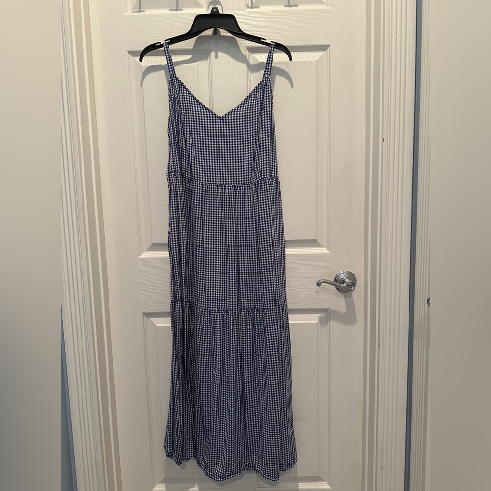 Old Navy Navy Gingham Maxi Dress